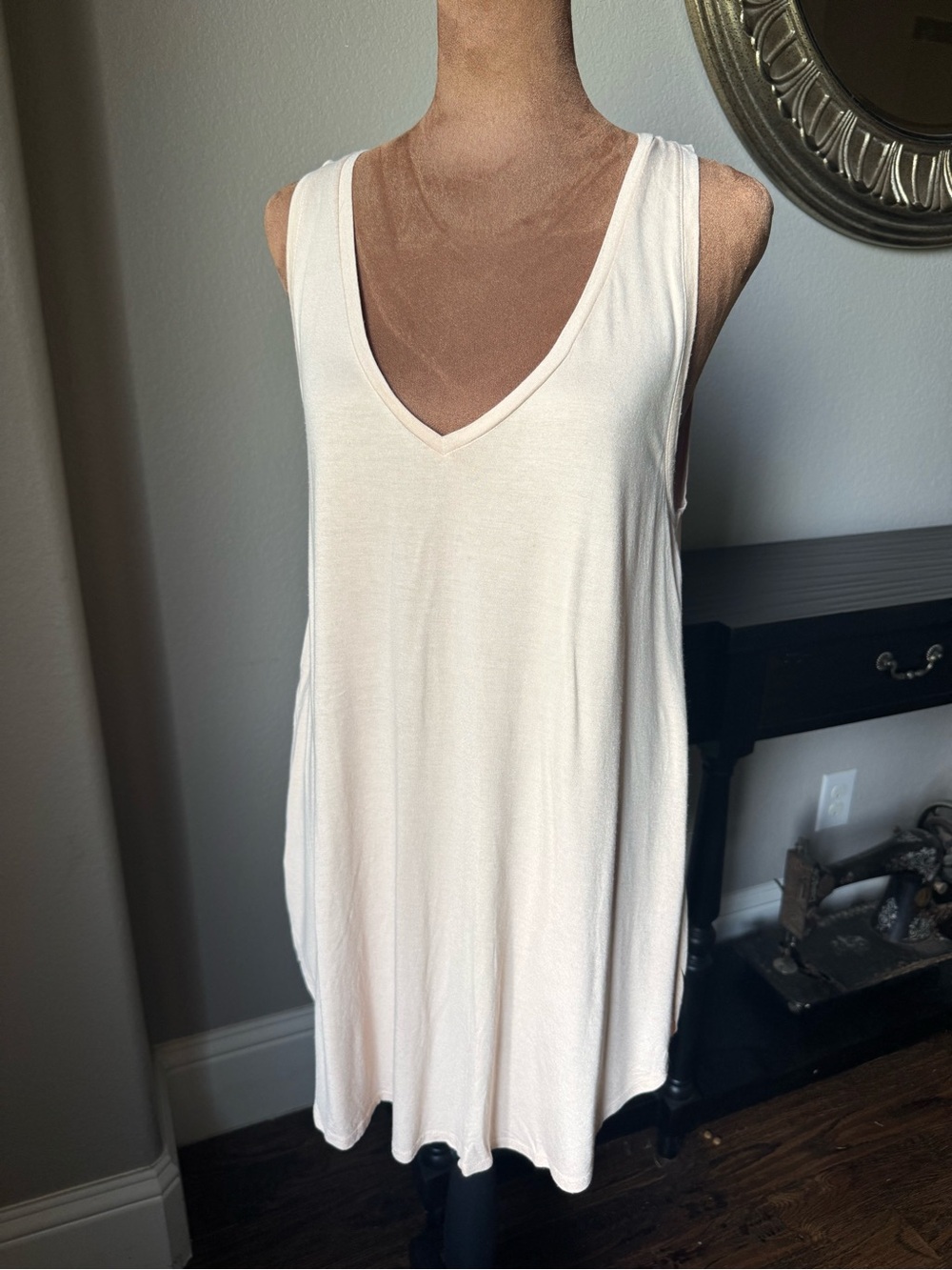 Calypso St. Barth Cream V-Neck Sleeveless Tunic Tank